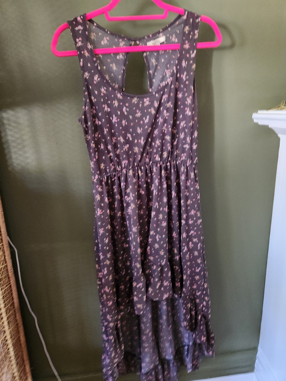 Zara Brown with Flower Dress High Low Dress Medium